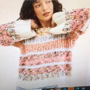 BY ANTHROPOLOGIE/“KAHLO”MULTI COLOR CHUNKY KNIT SWEATER/NEW